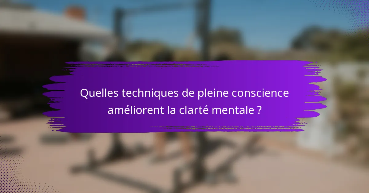 Quelles techniques de pleine conscience améliorent la clarté mentale ?